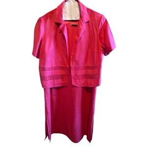 Positive Attitude Coral Pink 2 Piece Sleeveless Dress Short Sleeve Jacket 16P